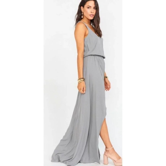 Show Me Your Mumu Womens Kendall Maxi Dress Long Soft Charcoal Crisp Size S NWT - Picture 3 of 16
